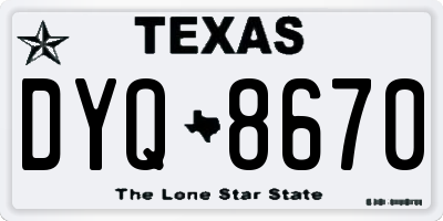 TX license plate DYQ8670