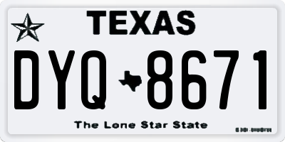 TX license plate DYQ8671
