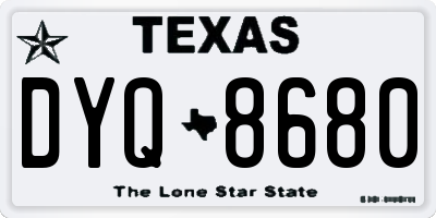 TX license plate DYQ8680