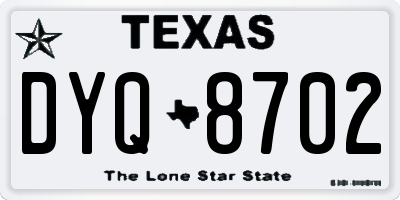 TX license plate DYQ8702
