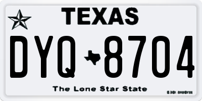 TX license plate DYQ8704