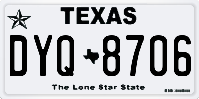 TX license plate DYQ8706
