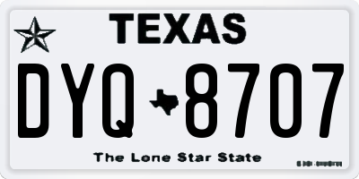 TX license plate DYQ8707