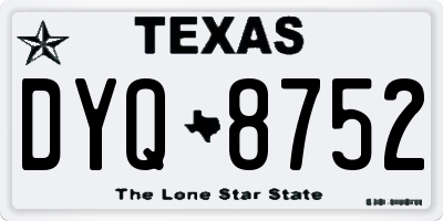 TX license plate DYQ8752