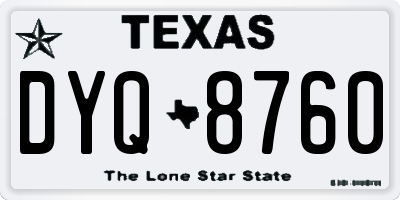TX license plate DYQ8760
