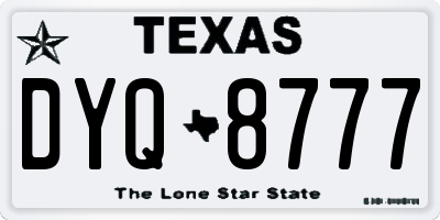 TX license plate DYQ8777