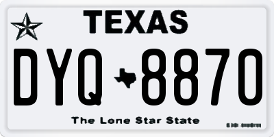 TX license plate DYQ8870