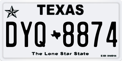TX license plate DYQ8874