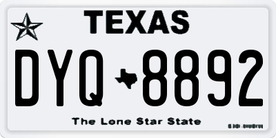 TX license plate DYQ8892