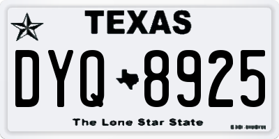 TX license plate DYQ8925