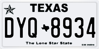 TX license plate DYQ8934