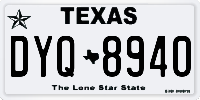 TX license plate DYQ8940