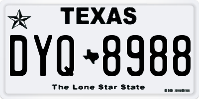 TX license plate DYQ8988