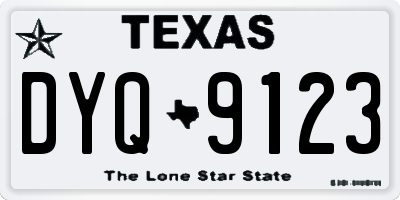 TX license plate DYQ9123