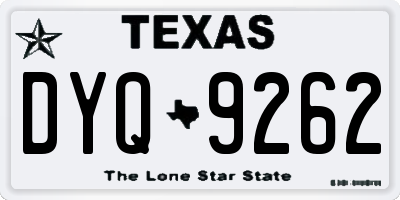 TX license plate DYQ9262
