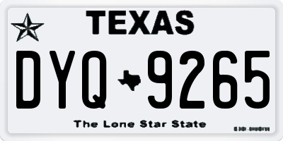 TX license plate DYQ9265