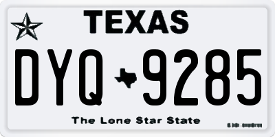 TX license plate DYQ9285