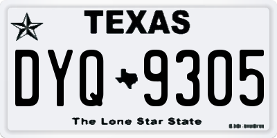 TX license plate DYQ9305