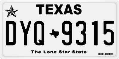 TX license plate DYQ9315