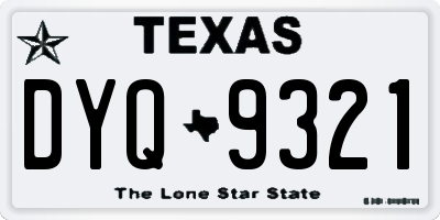 TX license plate DYQ9321