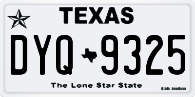 TX license plate DYQ9325