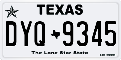 TX license plate DYQ9345