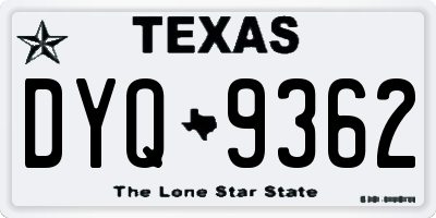 TX license plate DYQ9362