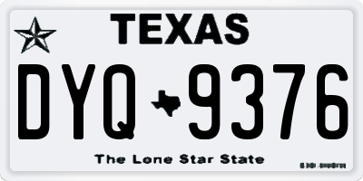 TX license plate DYQ9376