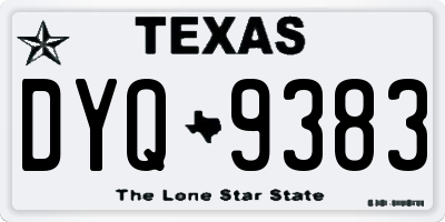 TX license plate DYQ9383
