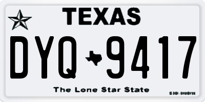 TX license plate DYQ9417