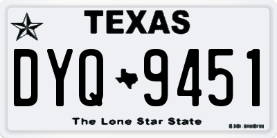 TX license plate DYQ9451
