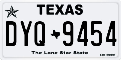 TX license plate DYQ9454