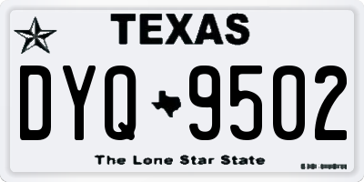 TX license plate DYQ9502