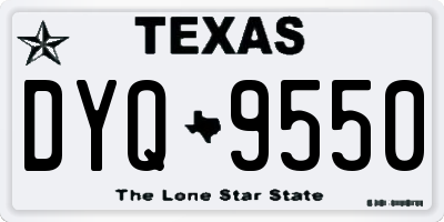 TX license plate DYQ9550