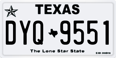 TX license plate DYQ9551