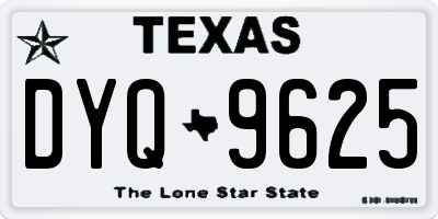 TX license plate DYQ9625