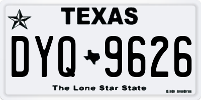 TX license plate DYQ9626