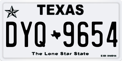 TX license plate DYQ9654
