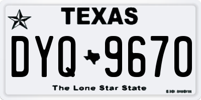 TX license plate DYQ9670