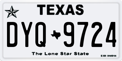 TX license plate DYQ9724
