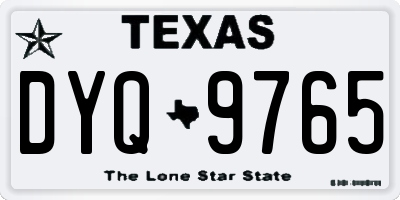 TX license plate DYQ9765