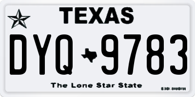 TX license plate DYQ9783