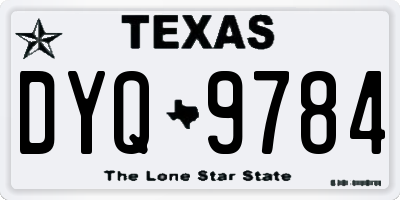 TX license plate DYQ9784