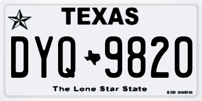 TX license plate DYQ9820