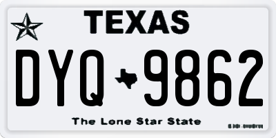TX license plate DYQ9862