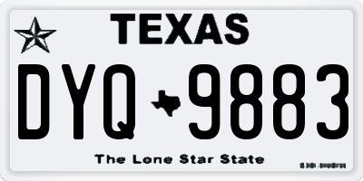 TX license plate DYQ9883