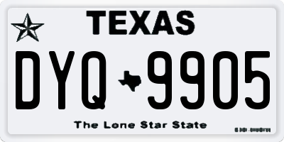 TX license plate DYQ9905