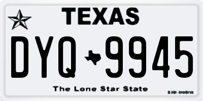 TX license plate DYQ9945
