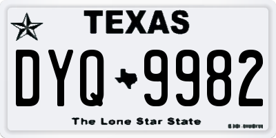 TX license plate DYQ9982