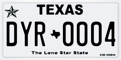 TX license plate DYR0004